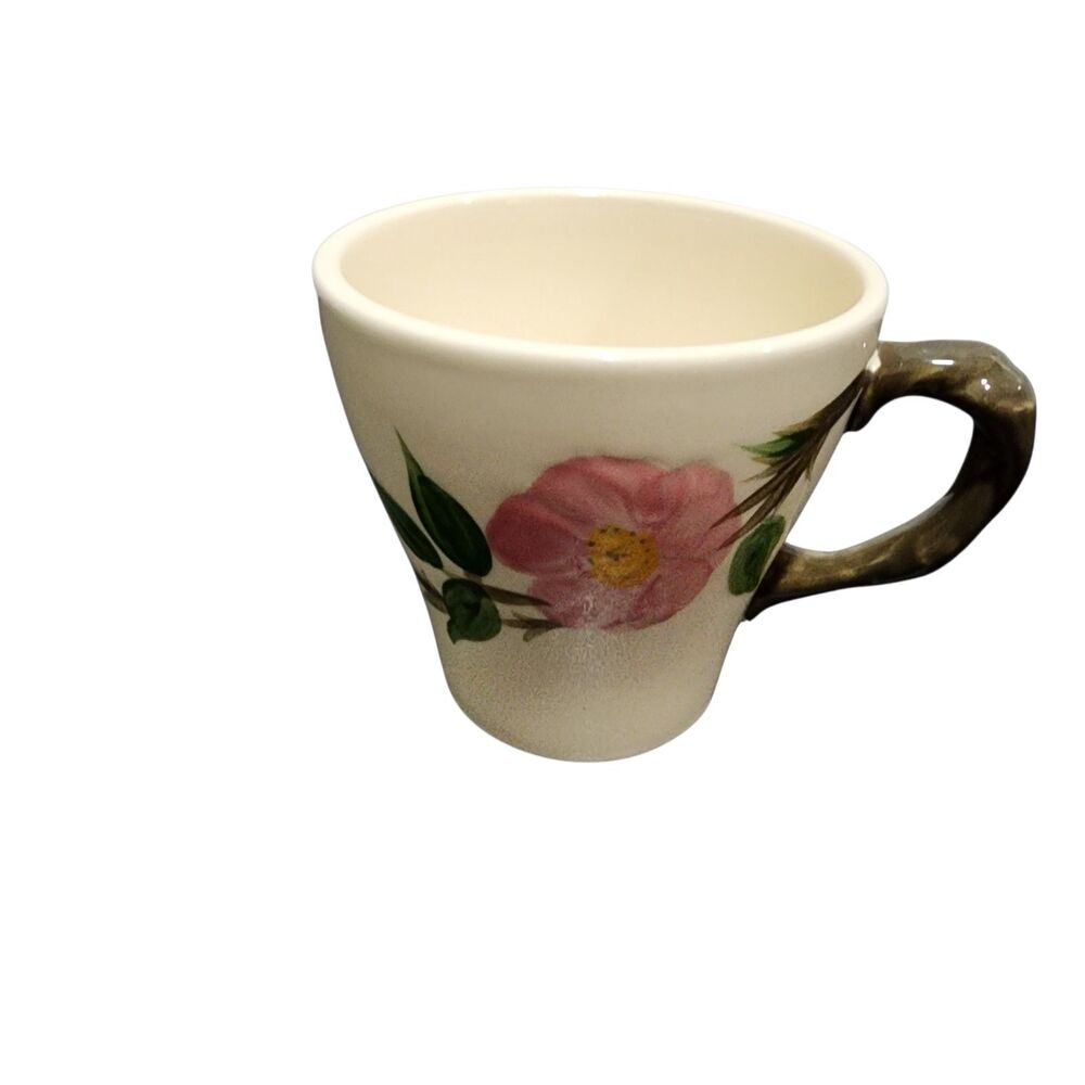 Vintage USA Floral Stoneware Coffee Cup Pink Flower Cottagecore Farmhouse